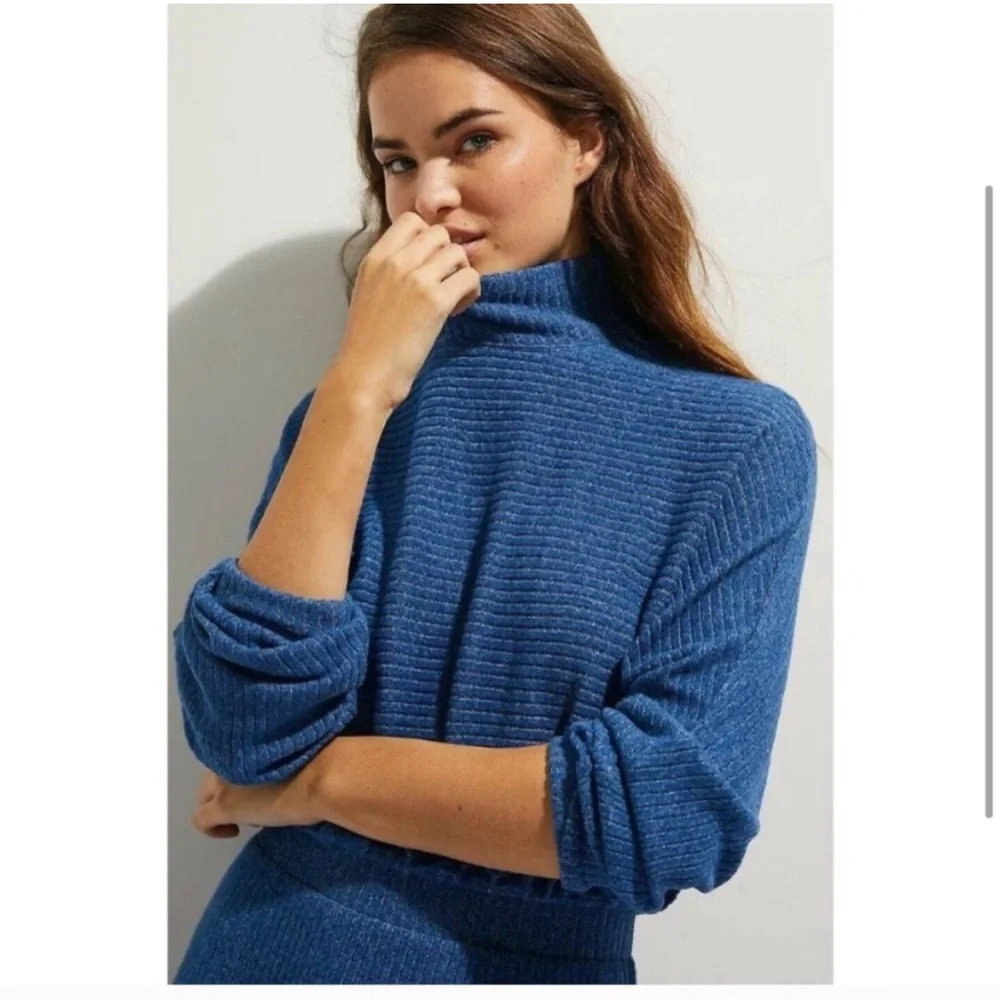 Anthropologie Mariah Ribbed Knit Blue Maxi Sweater Dress Size XL - Picture 5 of 14
